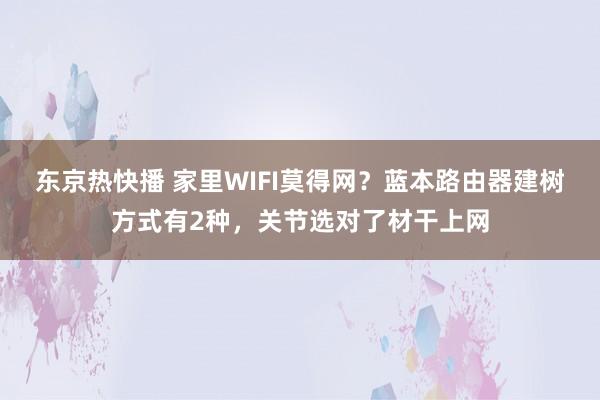 东京热快播 家里WIFI莫得网？蓝本路由器建树方式有2种，关节选对了材干上网