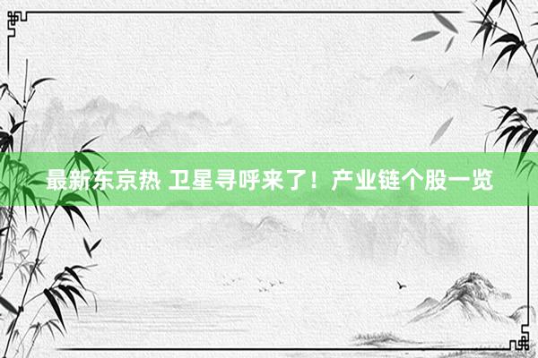 最新东京热 卫星寻呼来了！产业链个股一览